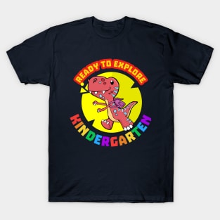 Ready to explore Kindergarten | Cartoon Dinosaur T-Shirt